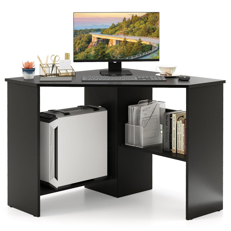Giantex Corner Desk with Storage Shelves & CPU Stand