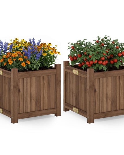 GIANTEX 15" Folding Wooden Planter Box with Removable Bottom