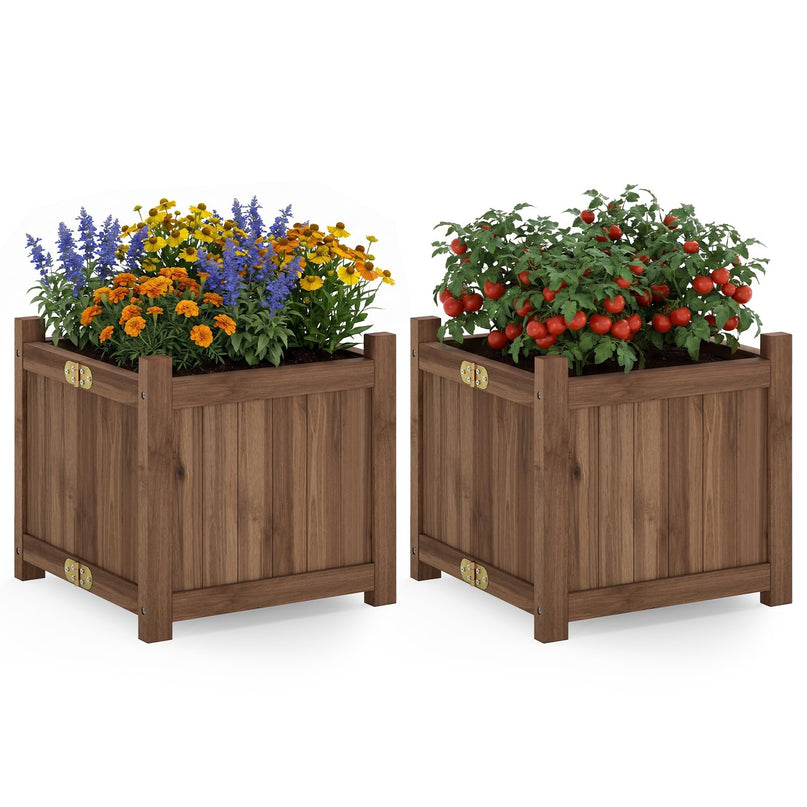 GIANTEX 15" Folding Wooden Planter Box with Removable Bottom
