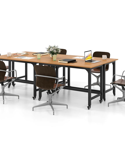 Giantex Conference Table, 48" Rectangular Mobile Meeting Room Desk with Removable Storage Bag & 2 Hanging Hooks