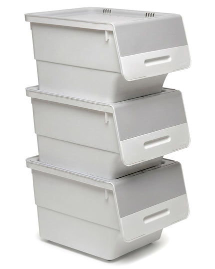 Bacs de Rangement Empilables en Plastique Giantex avec Couvercles et Roues