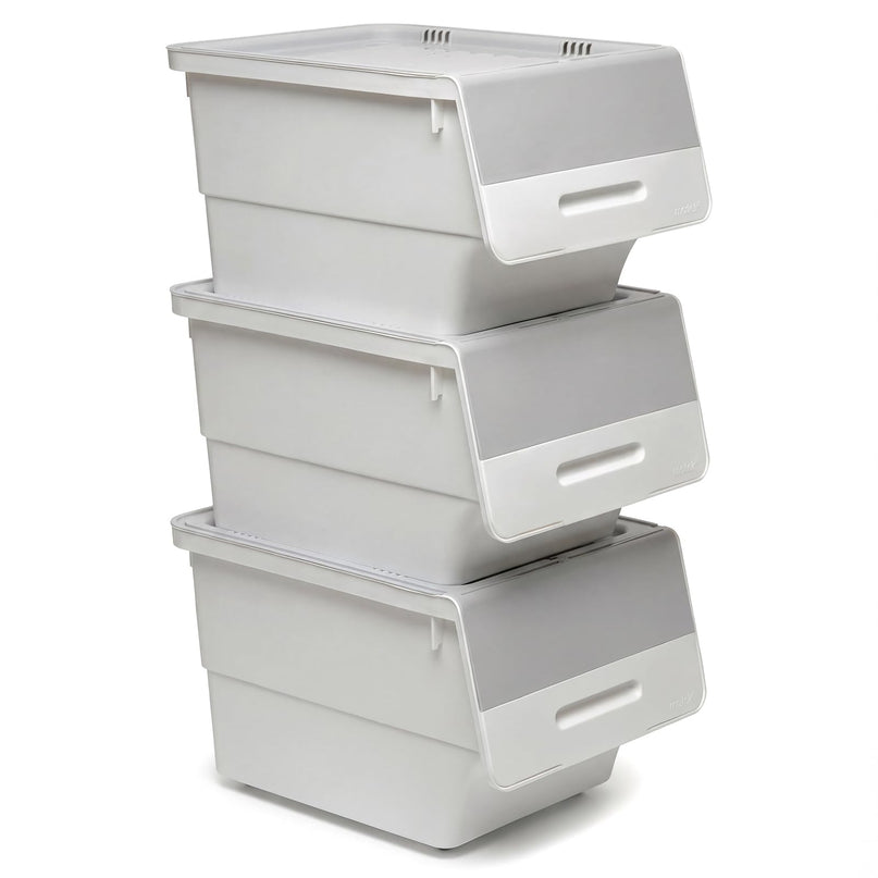 Giantex Plastic Stackable Storage Bins with Lids & Wheels