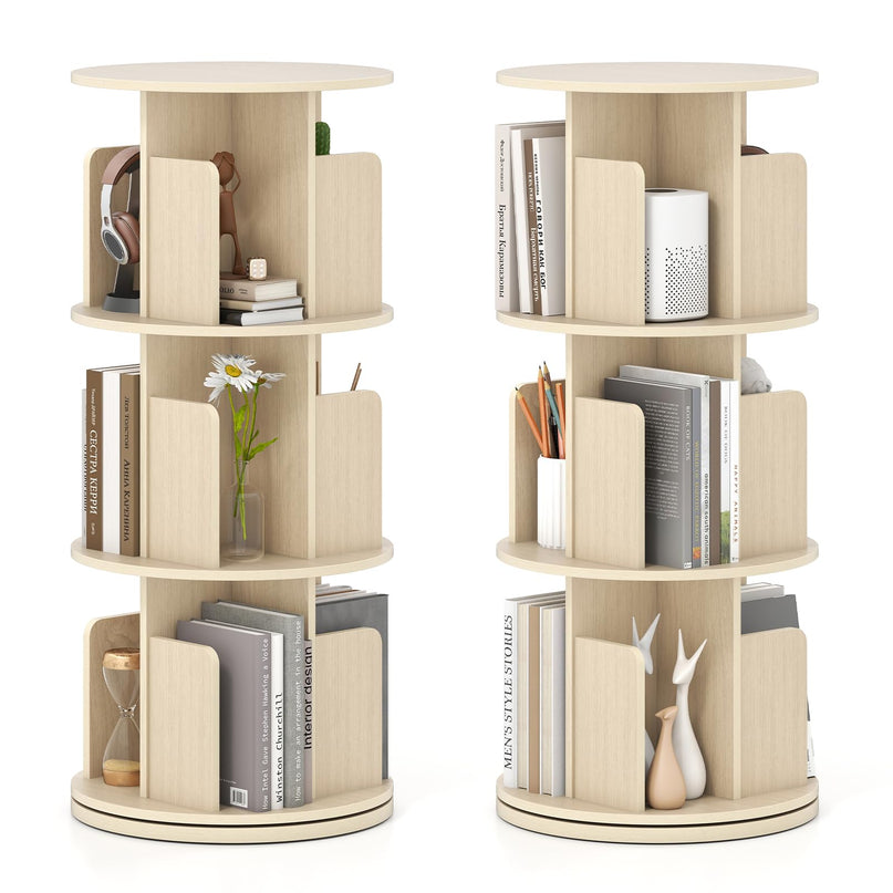 Giantex 3 Tier Rotating Bookshelf for Living Room Bedroom