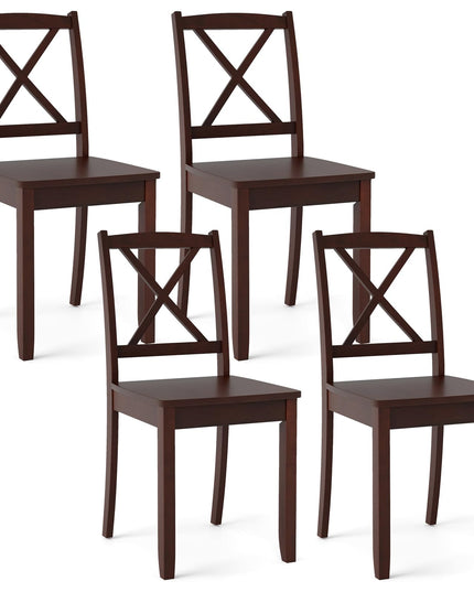 Giantex Wood Dining Chairs, Armless Kitchen Chairs w/Rubber Wood Legs & Curved Backrest