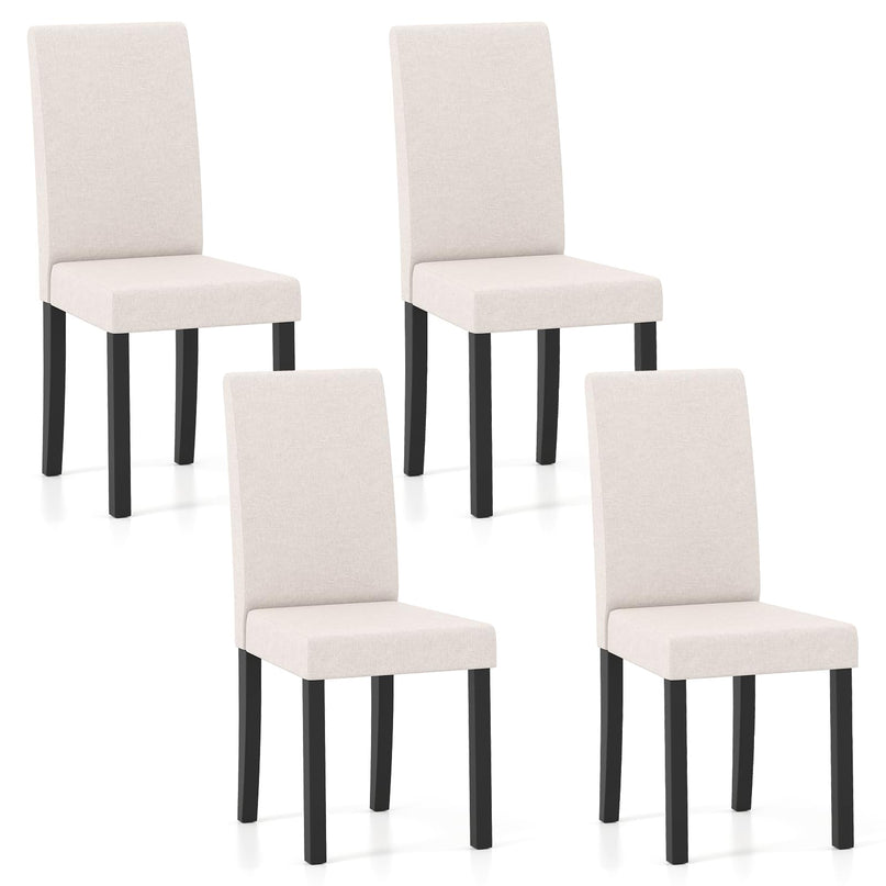 Giantex Upholstered Dining Chair Set of 2/4 with Rubber Wood Legs
