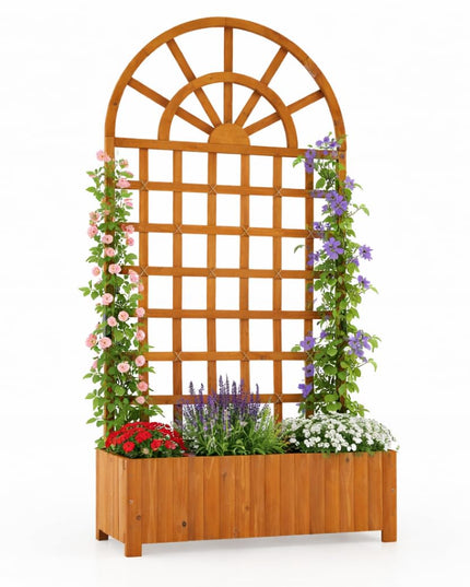 Jardinière surélevée d'extérieur en bois de sapin Giantex 71" avec treillis et trous de drainage