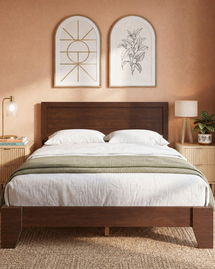 GIANTEX Twin/ Full/Queen Size Wooden Bed Frame with Heavy Duty Mattress Foundation