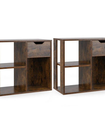 Giantex 3 Cube Bookcase with Drawer, 2 Tier Bookshelf for Small Space, Modern Freestandin
