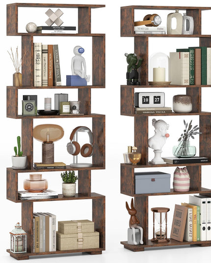 Giantex 6 Tier Geometric Bookshelf with 2 Anti Tipping Kits