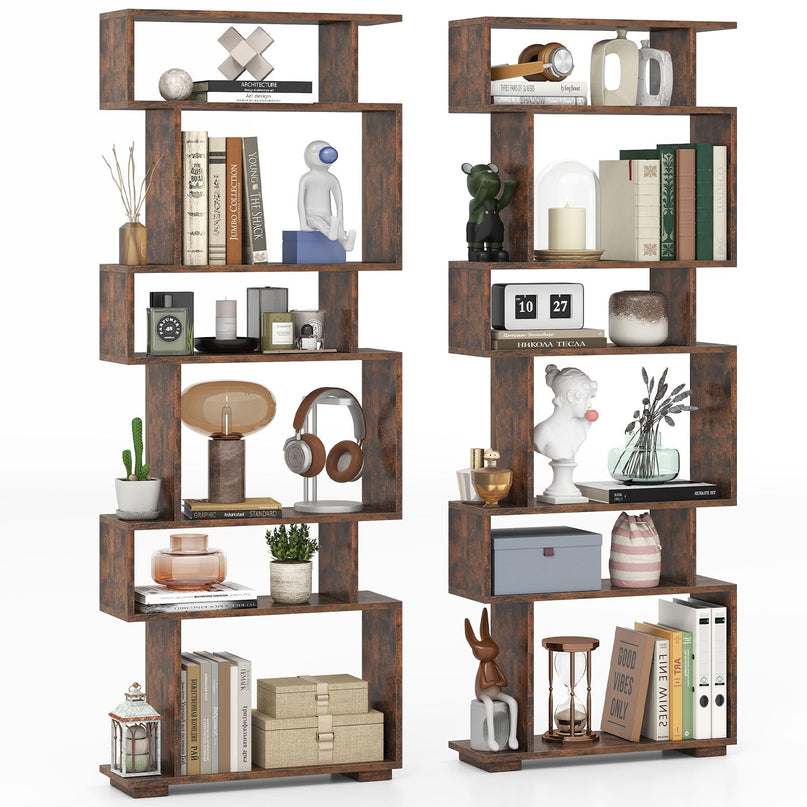Giantex 6 Tier Geometric Bookshelf with 2 Anti Tipping Kits