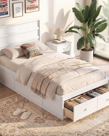 Cadre de lit Giantex pour lit double/simple avec tiroirs de rangement