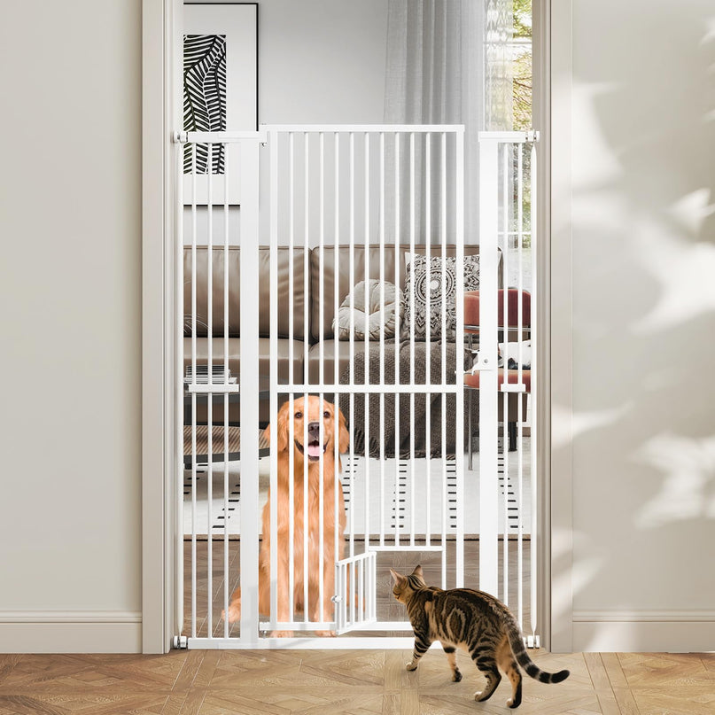Giantex 59'' Extra Tall Pet Gate for Large Dogs & Cats | Adjustable 30.5''–41'' Wide Dog Gate