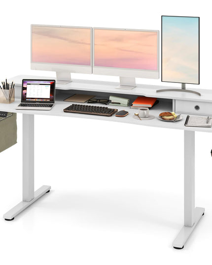 Giantex Electric Standing Desk with 2 Drawers, 63" x 24"