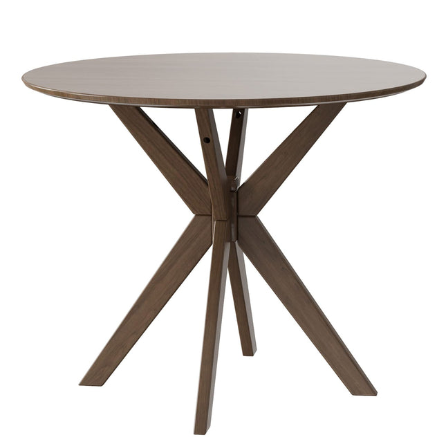 Table de salle à manger ronde Giantex de 36 pouces en bois, table de cuisine de style campagnard avec pied central croisé et patins réglables