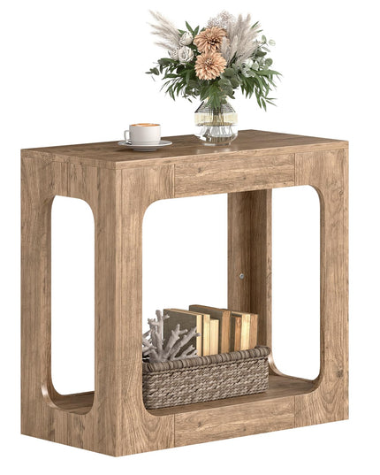 Giantex 2 Tier Farmhouse Side Table with Open Storage Shelf