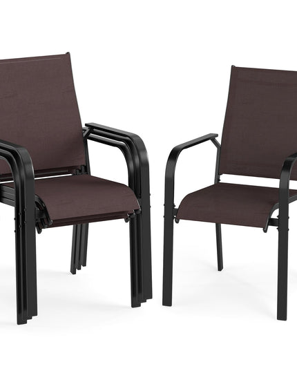 Giantex Patio Chairs Set of 2/4/6 Stackable Outdoor Dining Chairs