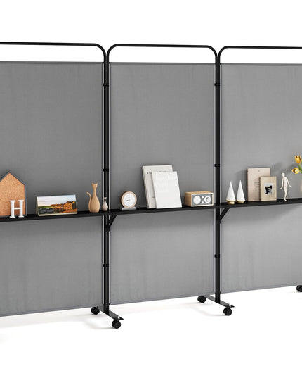 Giantex 3 Panel Room Divider with Wheels and Shelves  for Home Office Studio