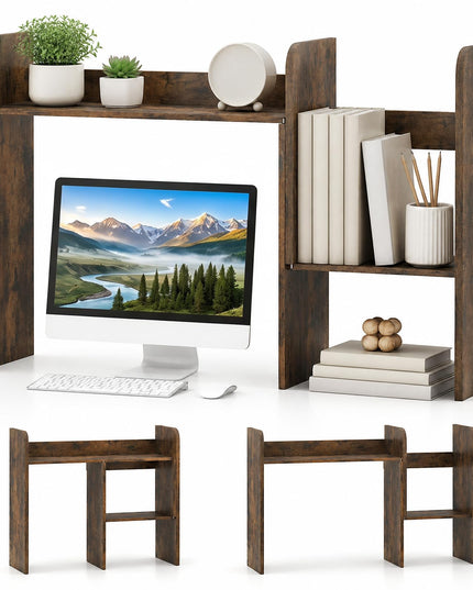 GIANTEX Extendable Desktop Bookshelf w/ Storage Hutch