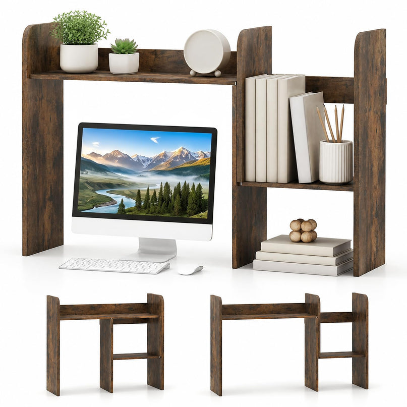 GIANTEX Extendable Desktop Bookshelf w/ Storage Hutch