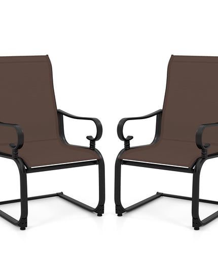 Giantex Patio Dining Chairs Set of 2/4, High Back Outdoor Patio Chairs with Metal C Spring Frame