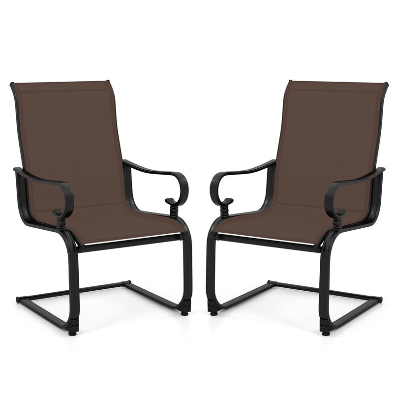Giantex Patio Dining Chairs Set of 2/4, High Back Outdoor Patio Chairs with Metal C Spring Frame