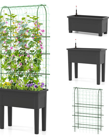 Giantex Raised Garden Bed with Legs & Trellis for Climbing Plant (29.5"x13.5"x76")
