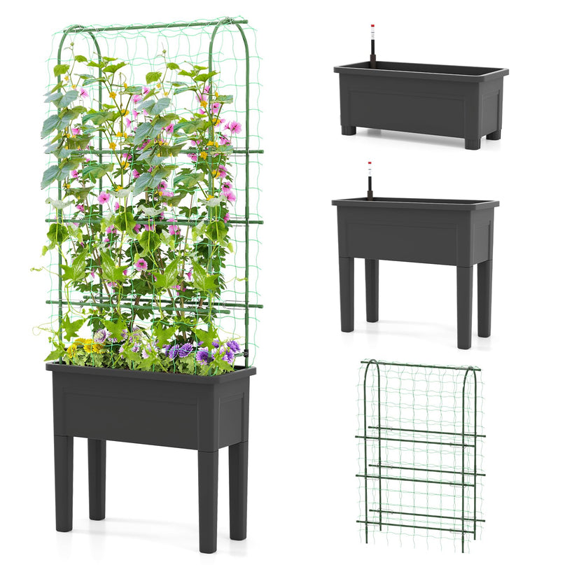 Giantex Raised Garden Bed with Legs & Trellis for Climbing Plant (29.5"x13.5"x76")