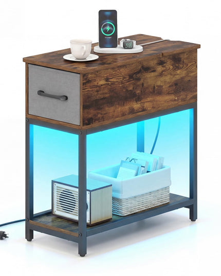 Table d'appoint étroite Giantex avec station de charge