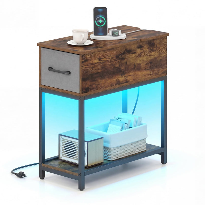 Table d'appoint étroite Giantex avec station de charge