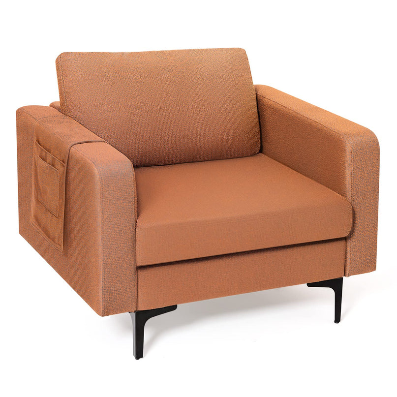 Giantex Modern Accent Chair w/Comfy Thick Cushion, Magazine Pockets