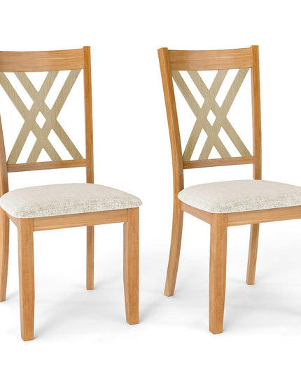 Giantex Wooden Dining Chairs Set of 2/4 Linen Fabric Upholstered Kitchen Chair