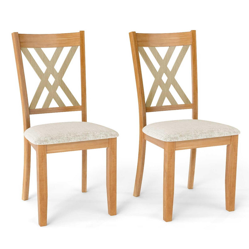 Giantex Wooden Dining Chairs Set of 2/4 Linen Fabric Upholstered Kitchen Chair