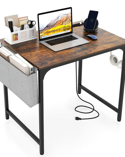 Giantex Conference Table with Charging Station, 2/4/6 PCS 32" x 24" Rectangular Meeting Room Desk with Storage Bag & Hook