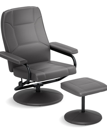 Giantex Recliner Chair with Ottoman, 360 Degree Swivel Leather Reclining Chair with Stable Steel Base