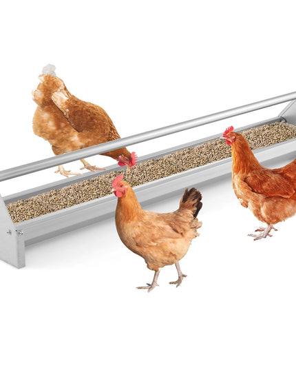 Giantex Chicken Feeding Trough 45" Long - Heavy Duty Galvanized Steel Chicken Feeder