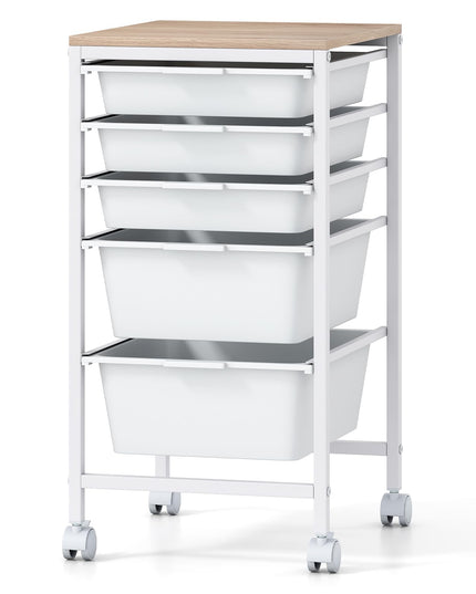 Giantex Rolling Storage Cart with 5 Drawers Utility Cart（25"H）