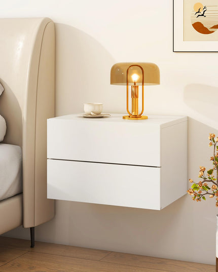Giantex Floating Nightstand Set of 1/2, Wood Wall Mounted Nightstands