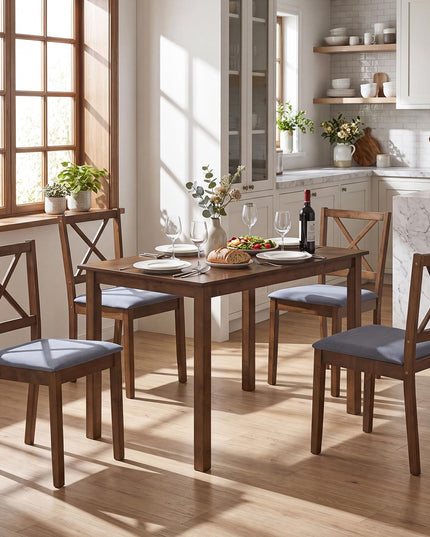 GIANTEX Dining Table Set with X-Shaped Backrest for Small Space
