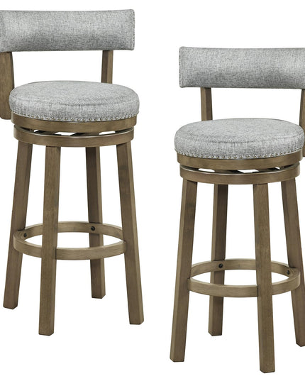 Giantex 31.5" Swivel Bar Height Stools with Linen Fabric Upholstered Seat & Back (2/4)