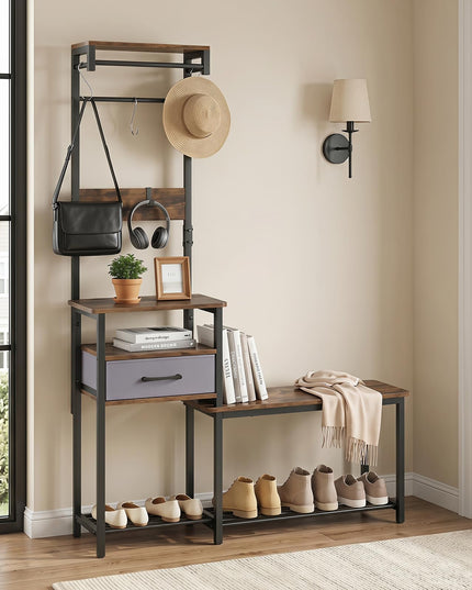 Giantex 7-in-1 Hall Tree with Bench and Shoe Storage