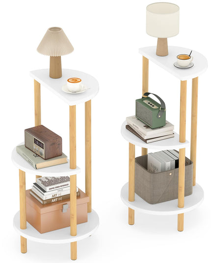 Giantex 3 Tier Circular End Tables with Storage Shelves