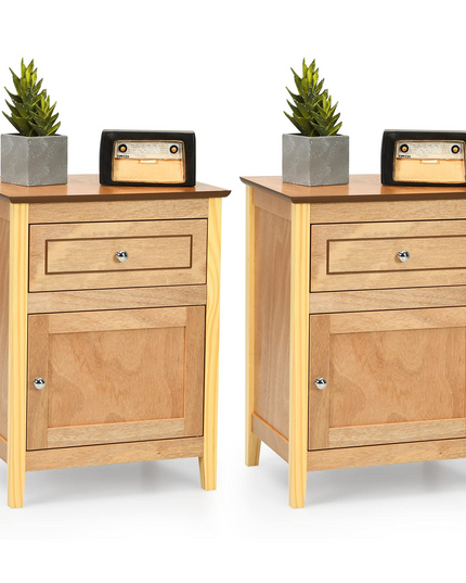 Wooden End Table W/Shelf - Giantex