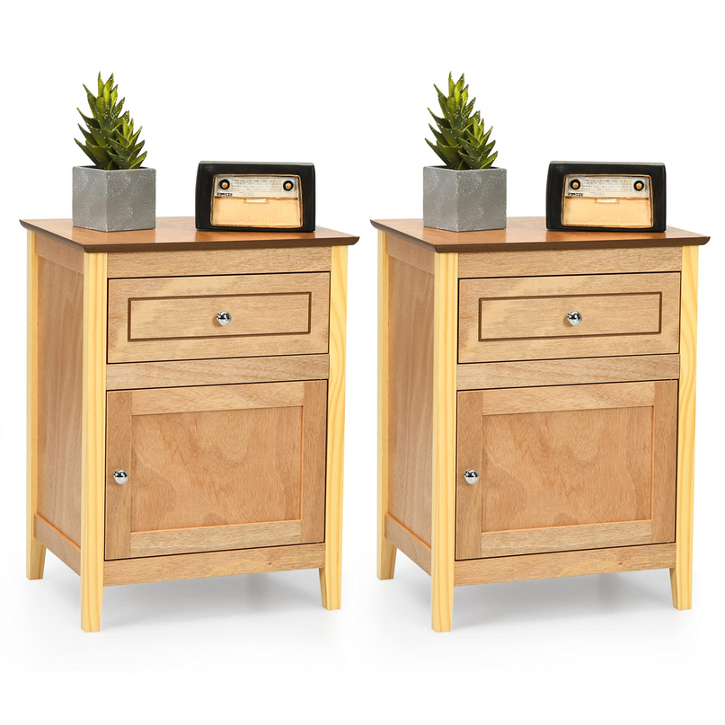 Wooden End Table W/Shelf - Giantex