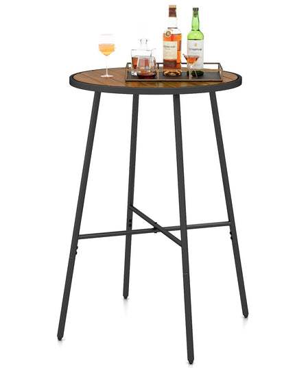 Table de bar de patio Giantex 41 pouces en bois d'acacia avec cadre en métal robuste