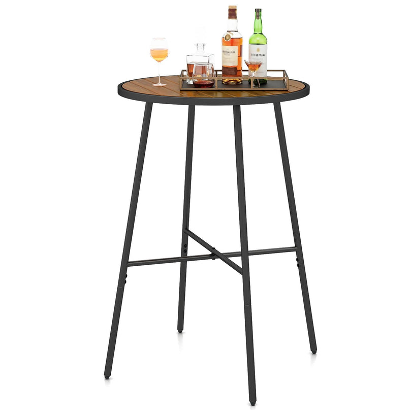 Giantex 41-inches Acacia Wood Patio Bar Table with Heavy-Duty Metal Frame