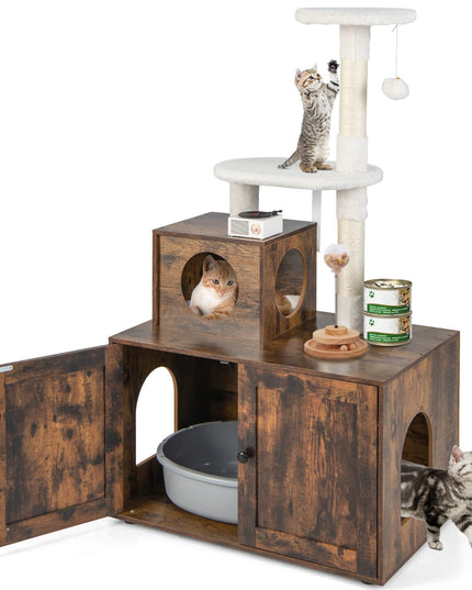 Giantex Cat Tree with Litter Box Enclosure