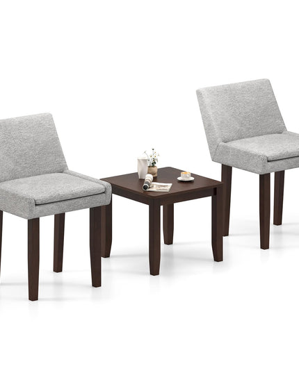 Modern Upholstered Armless Chair with Square Wood End Table