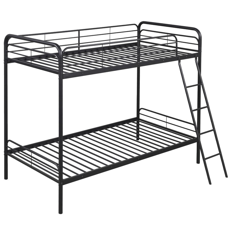 Giantex Metal Bunk Bed Twin Over Twin, Heavy Duty Twin Bunk Beds with Inclined Ladder & Safety Guardrails