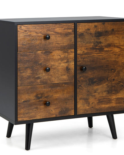 Giantex Storage Cabinet with 3 Drawers - Wood Buffet Sideboard W/Adjustable Shelf