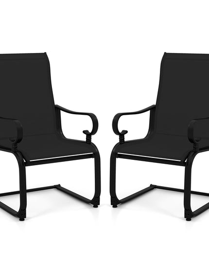 Giantex Lot de 2/4 chaises de salle à manger de patio, chaises de patio extérieures à dossier haut avec cadre en métal à ressort en C